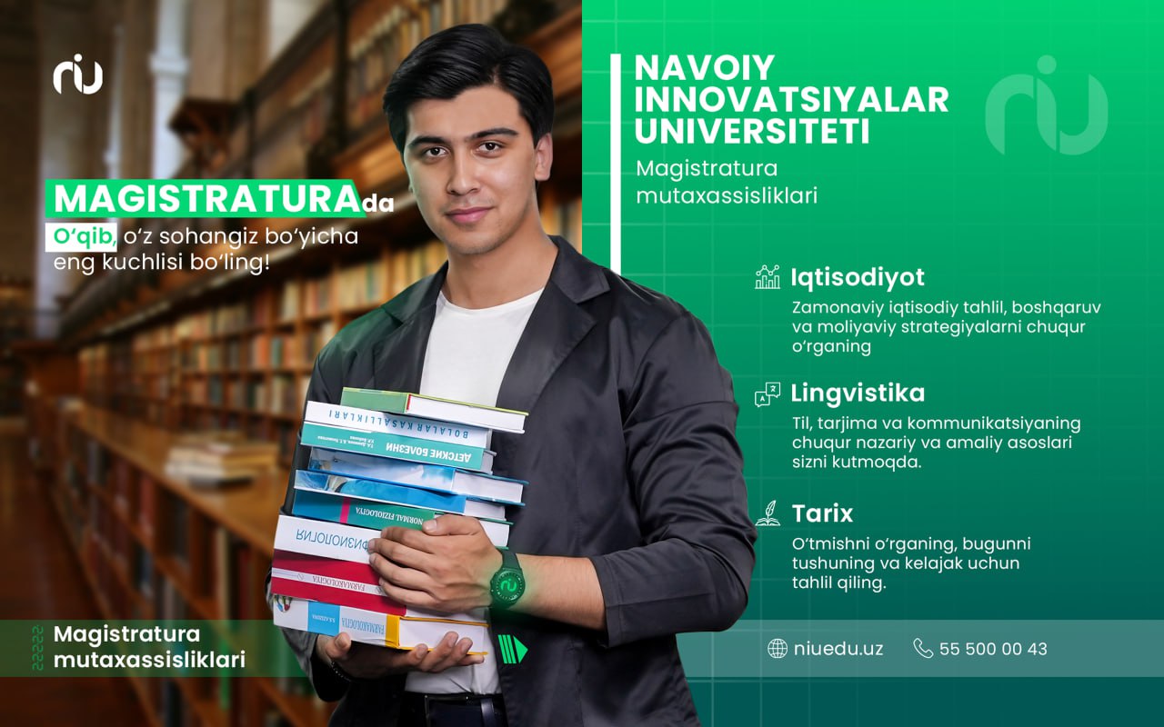 Magistraturada o‘qib, o‘z sohangizda eng kuchlisi bo‘ling!